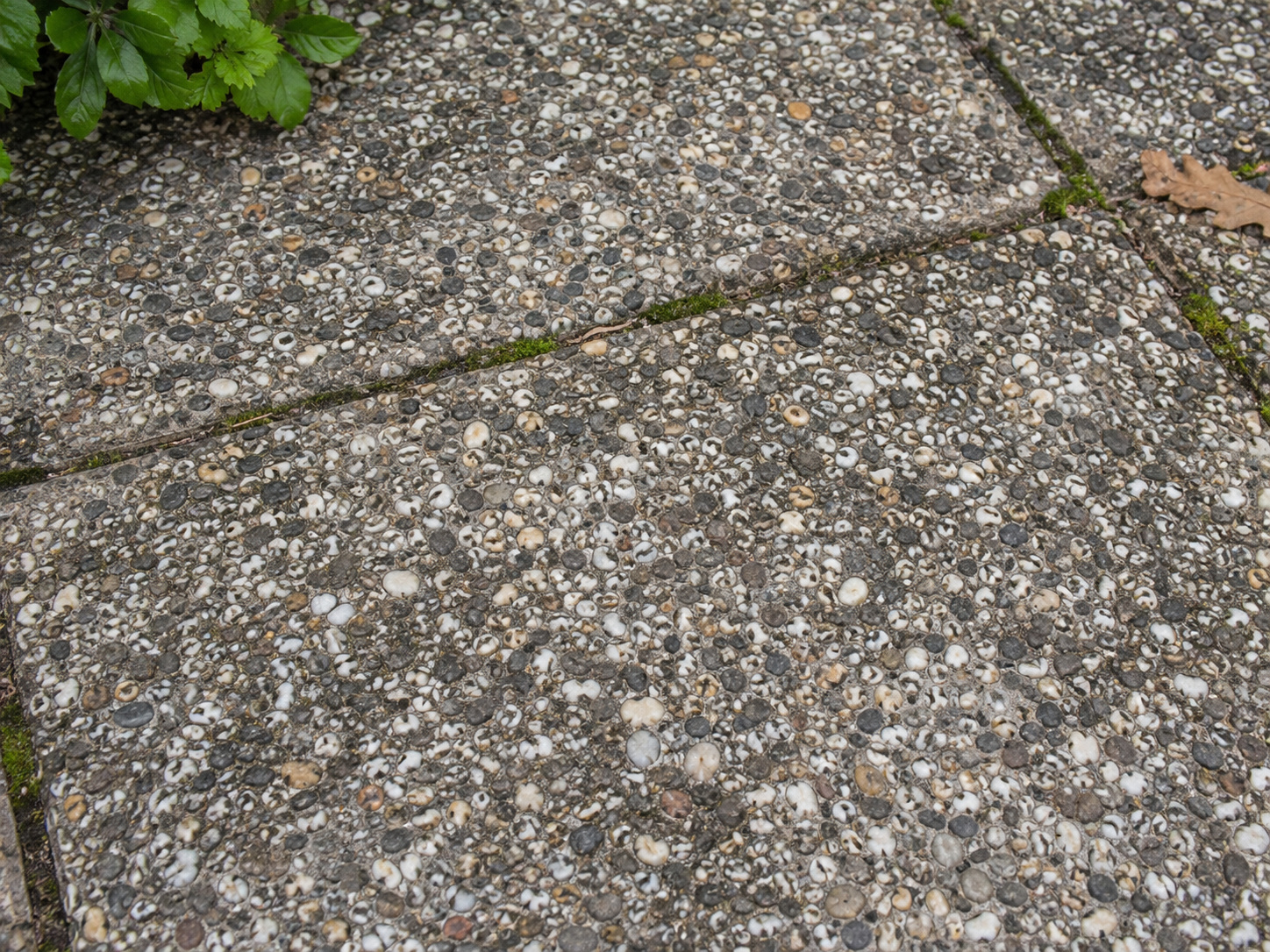 Detailaufnahme von Waschbetonplatten mit strukturierter Oberfläche