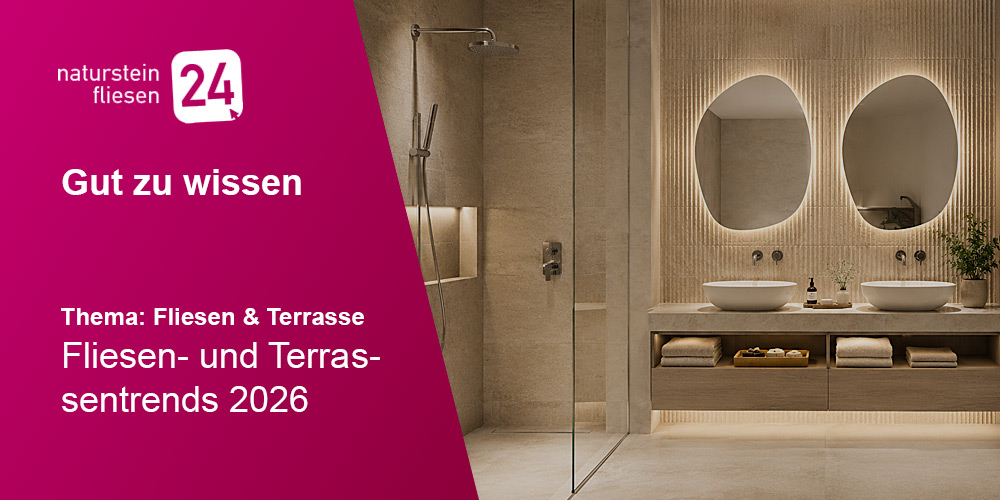 Thumbnail zum Beitrag Fliesen- und Terrassentrends 2026 mit modernem Badezimmer und hellen Feinsteinzeugfliesen