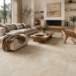 Preview: Travertin Classic Light gespachtelt und geschliffen im Wohnzimmer" title="Travertin Classic Light im Wohnzimmer