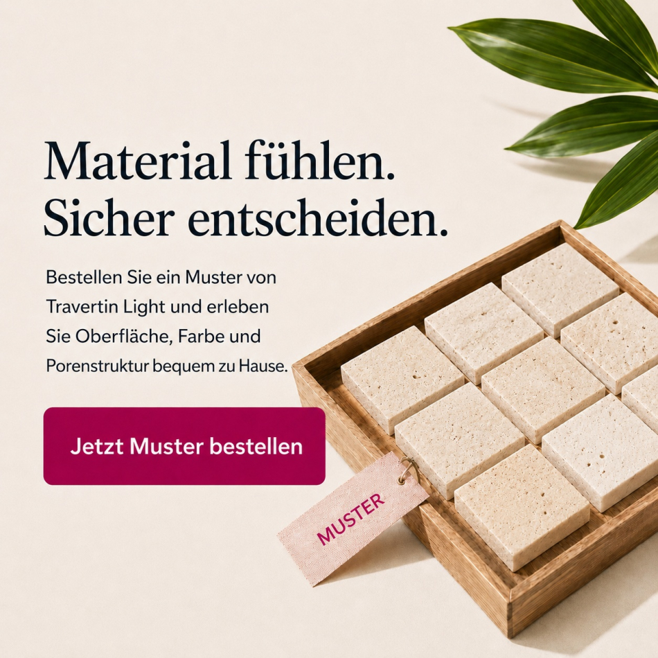 Travertin Fliesen Light, fein getrommelt, nicht gespachtelt