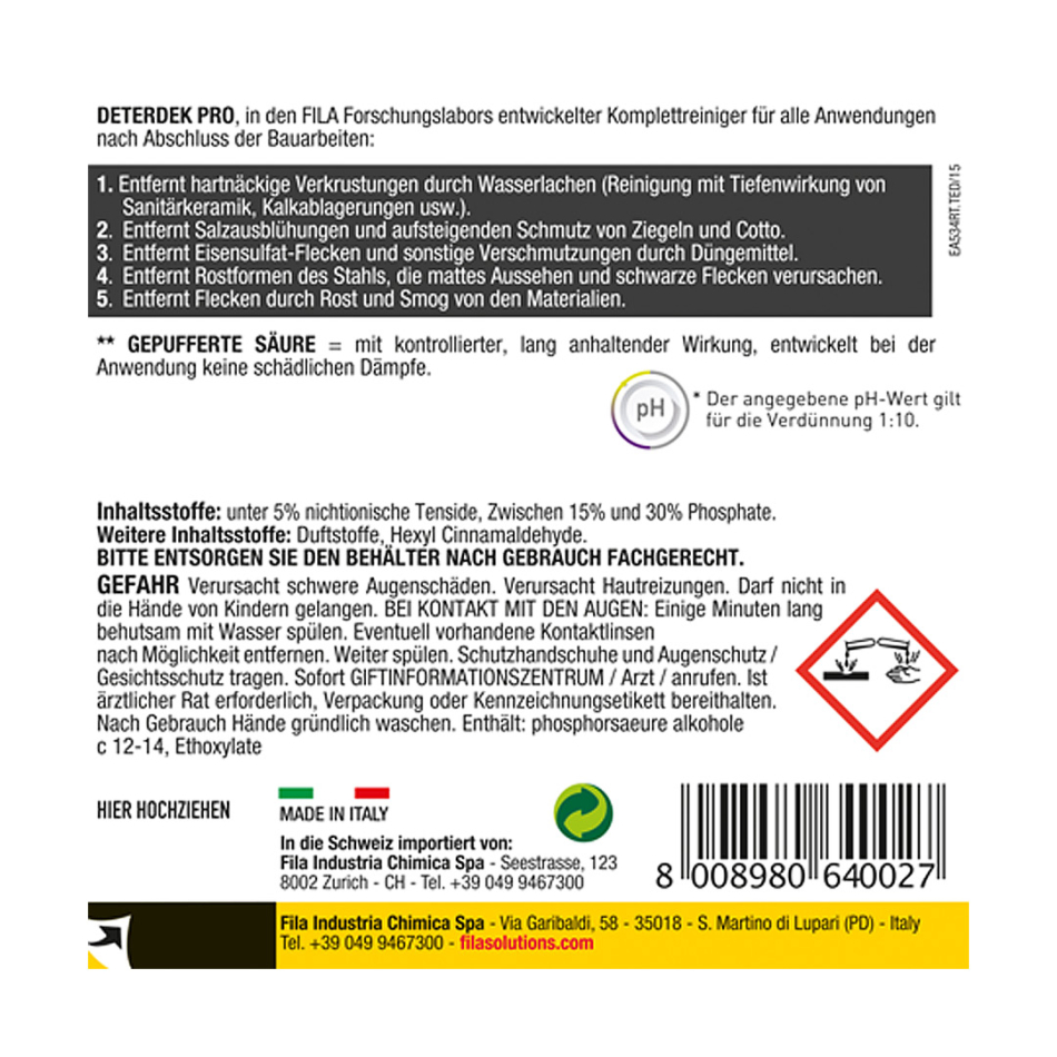 Fila DETERDEK PRO 1 Liter Zementschleierentferner