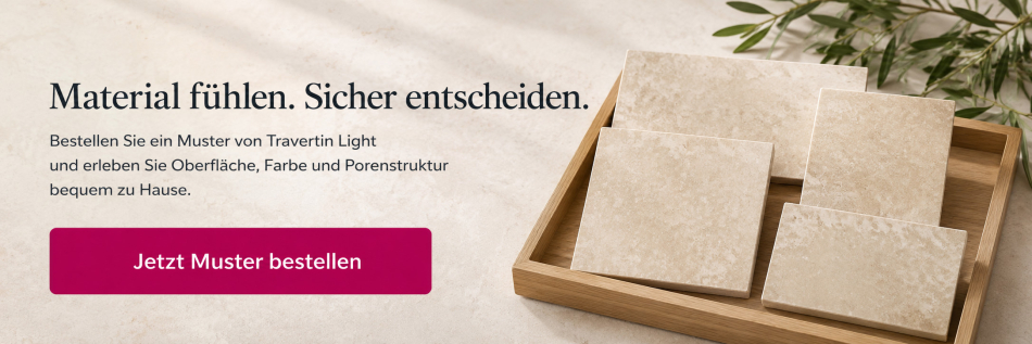 Travertin Classic Light gespachtelt und geschliffen vorab als Muster bestellen