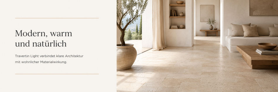 Travertin Light Fliesen in mediterraner Raumgestaltung