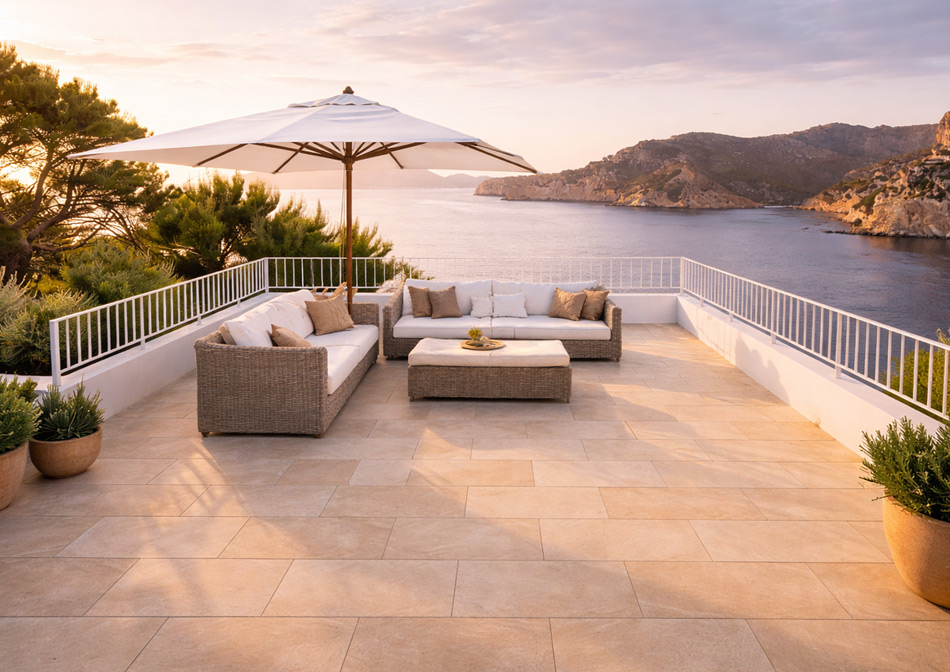 Terrassenplatten aus Feinsteinzeug